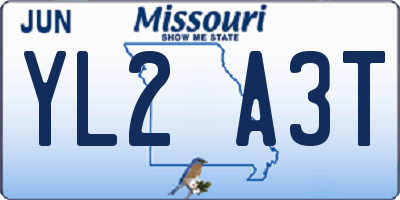 MO license plate YL2A3T