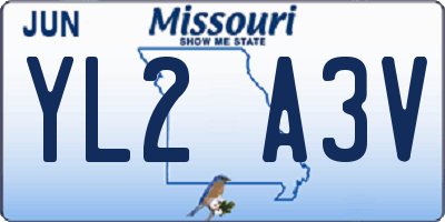 MO license plate YL2A3V