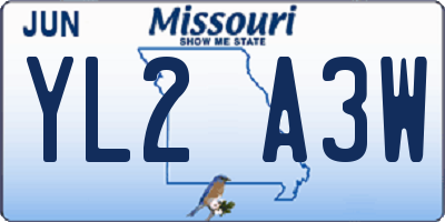 MO license plate YL2A3W