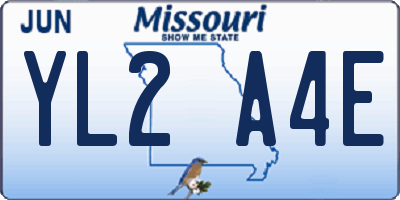 MO license plate YL2A4E