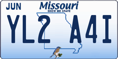 MO license plate YL2A4I
