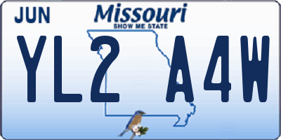 MO license plate YL2A4W