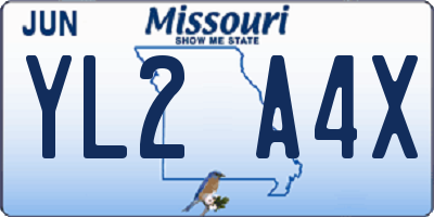 MO license plate YL2A4X