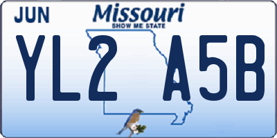 MO license plate YL2A5B