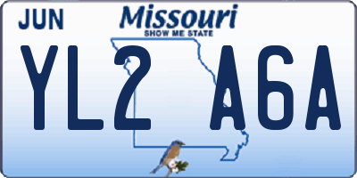 MO license plate YL2A6A
