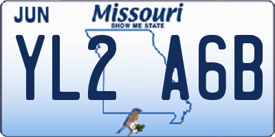 MO license plate YL2A6B