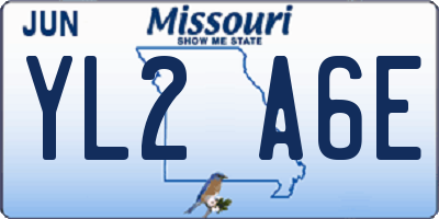 MO license plate YL2A6E