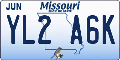 MO license plate YL2A6K