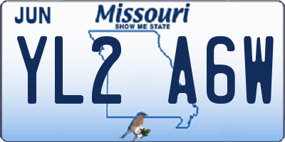 MO license plate YL2A6W