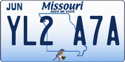 MO license plate YL2A7A