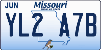 MO license plate YL2A7B