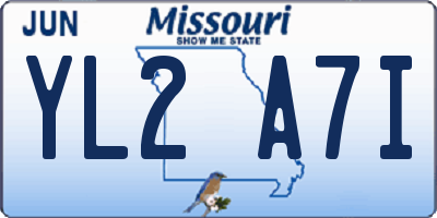 MO license plate YL2A7I