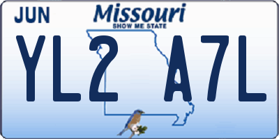 MO license plate YL2A7L