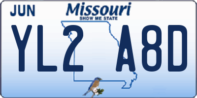 MO license plate YL2A8D