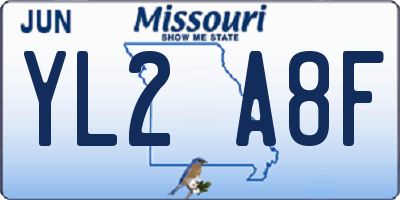 MO license plate YL2A8F