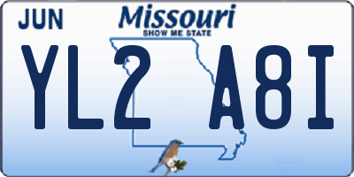 MO license plate YL2A8I