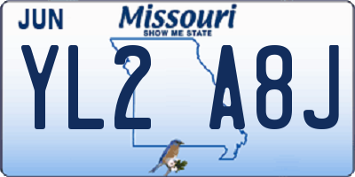 MO license plate YL2A8J