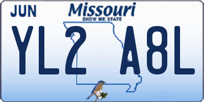 MO license plate YL2A8L