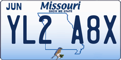 MO license plate YL2A8X