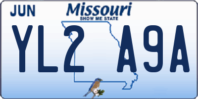 MO license plate YL2A9A