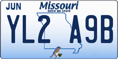 MO license plate YL2A9B