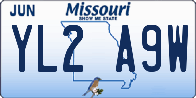 MO license plate YL2A9W