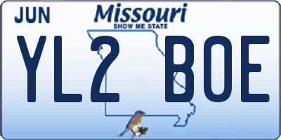 MO license plate YL2B0E