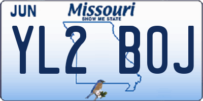 MO license plate YL2B0J