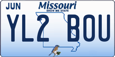 MO license plate YL2B0U