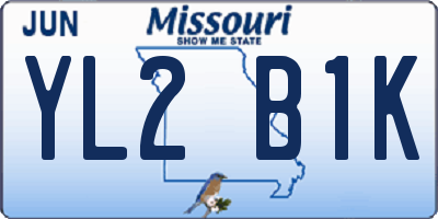 MO license plate YL2B1K