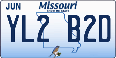 MO license plate YL2B2D
