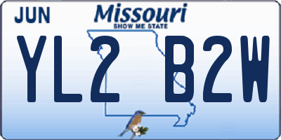 MO license plate YL2B2W