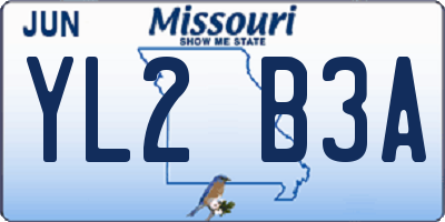 MO license plate YL2B3A