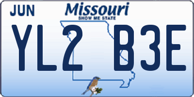 MO license plate YL2B3E