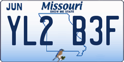 MO license plate YL2B3F