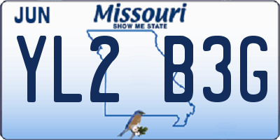 MO license plate YL2B3G