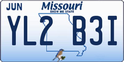 MO license plate YL2B3I