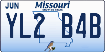 MO license plate YL2B4B