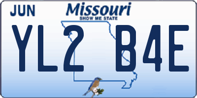 MO license plate YL2B4E