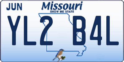 MO license plate YL2B4L