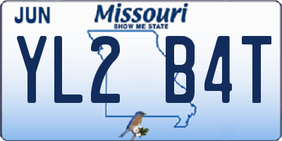 MO license plate YL2B4T