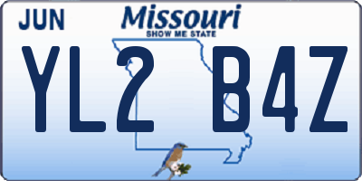 MO license plate YL2B4Z