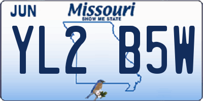 MO license plate YL2B5W