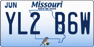MO license plate YL2B6W