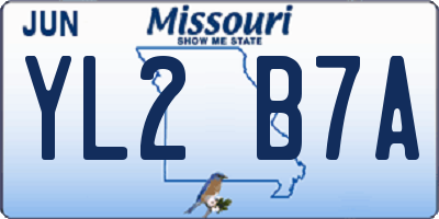 MO license plate YL2B7A