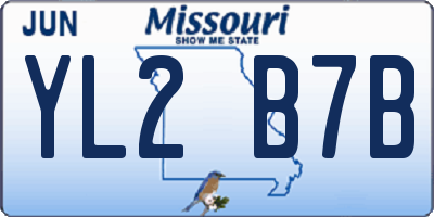 MO license plate YL2B7B