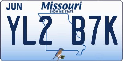 MO license plate YL2B7K