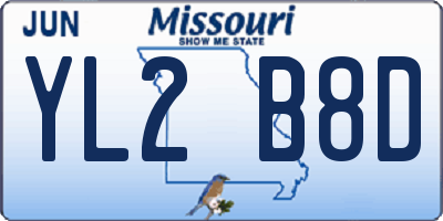 MO license plate YL2B8D