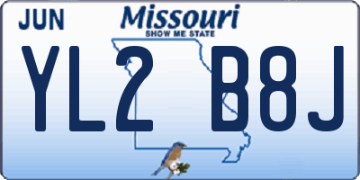 MO license plate YL2B8J