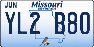 MO license plate YL2B8O